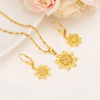 gold sun flower ethiopian jewelry sets habesha africa bridals wedding jewelry gift necklace pendnat earrings diy charms