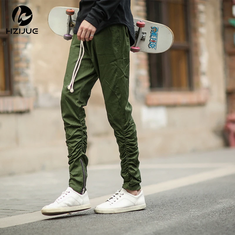 Джастин Бибер боковой молнии для мужчин slim fit повседневные мужские s хип хоп jogger байкерские брюки Swag спортивные брюки обтягивающие брюки луч ноги брюки