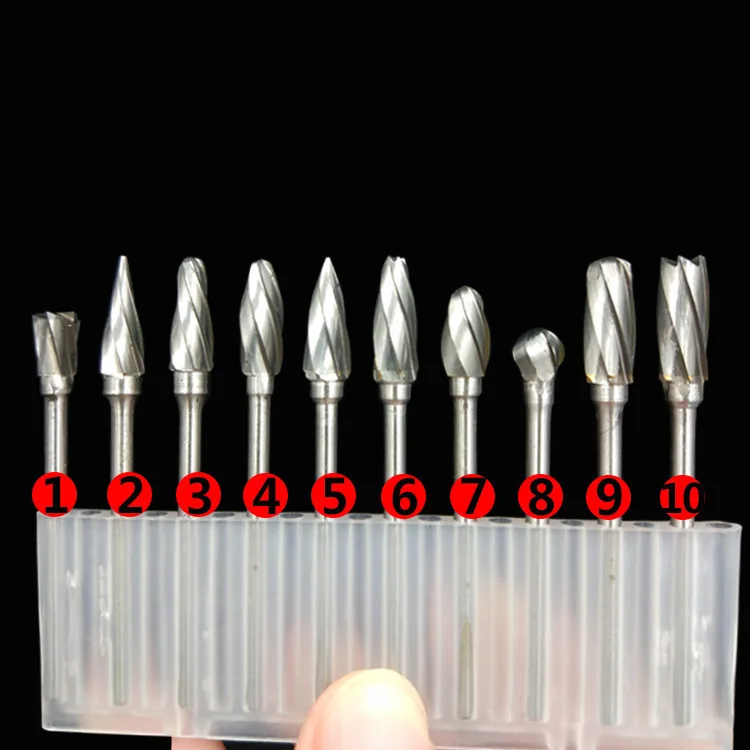 

Fixmee 10pcs 6mm Head Tungsten Carbide 8 Flutes Rotary Burrs Point File Cutter Drill Bit 3mm shank