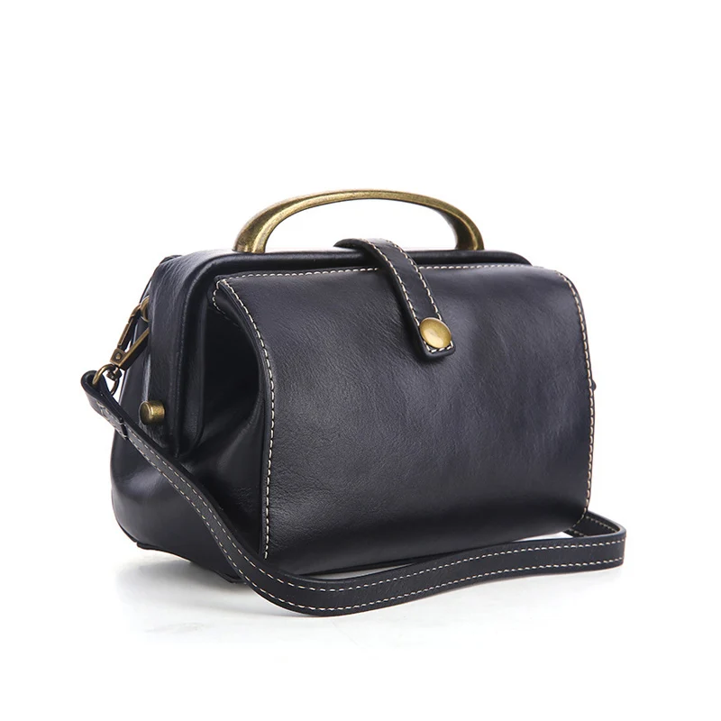 100% Genuine Leather Handbags Women Cow Womens Bags Retro Doctor Bag Soft Real Crossbody Ladies Shouder | Багаж и сумки