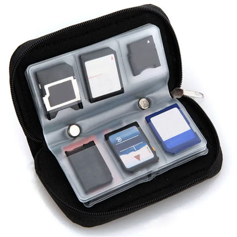 1 шт. черный чехол на молнии для карт памяти 22 SDHC MMC CF Micro SD защитный чехол-бумажник |