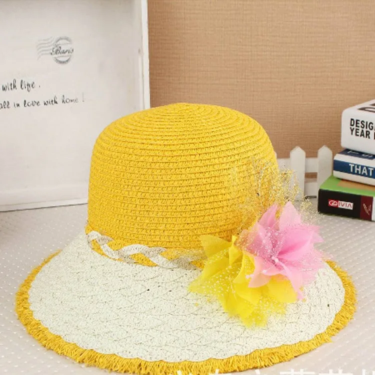 Новый Женский Вс Шляпа Конфеты Цвет Соломенная Мода Широкий Большой Брим Летний