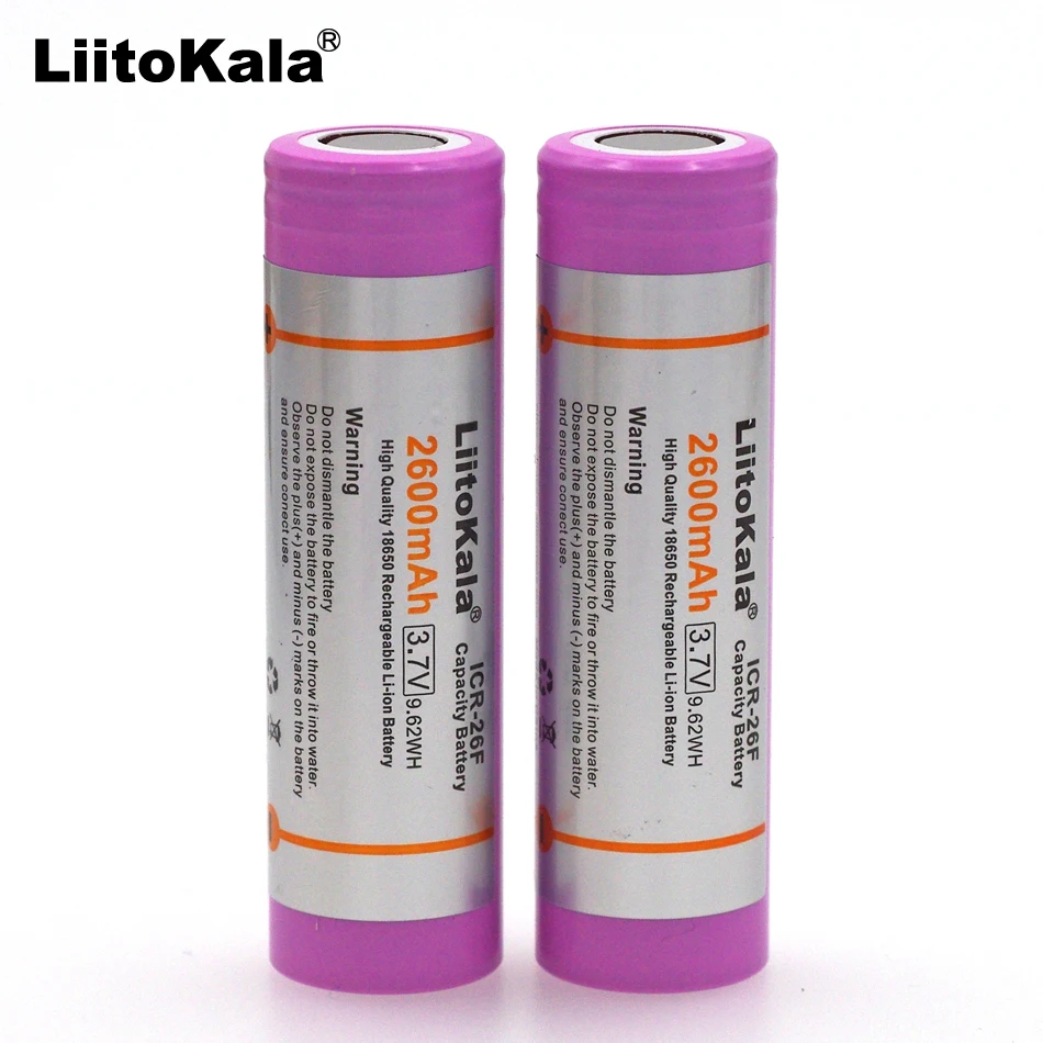 Liitokala 2 шт. новый оригинальный 3 7 V 18650 ICR18650-26F 2600mAh литий-ионный аккумулятор для