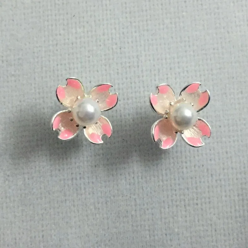 Женские серьги-гвоздики из стерлингового серебра 925 пробы с эмалью ручной работы