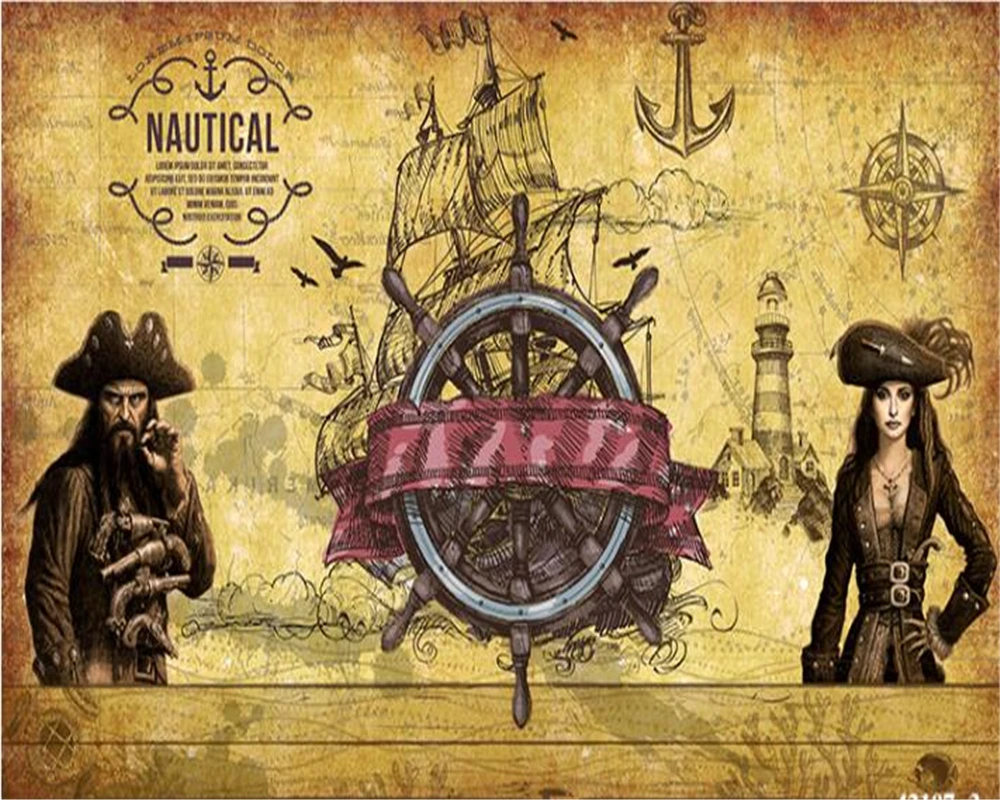 3d обои с пиратским сокровищем для комнаты повседневный Ресторан ktv винные бары ТВ