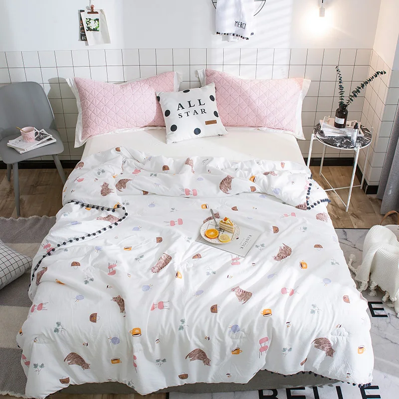 100% полиэстер мыть хлопок Лето Стёганое одеяло Европа легкий кровать s комплект