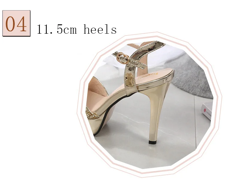 Золотистые Босоножки на платформе; женская обувь на высоком каблуке; zapatillas mujer; коллекция года; босоножки на высоком каблуке; женская свадебная обувь на блестящем каблуке