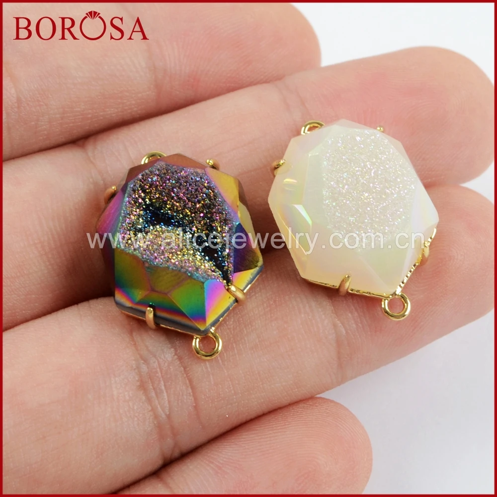 BOROSA 5/10 шт. Граненый граненый коннектор из разноцветного титана модные