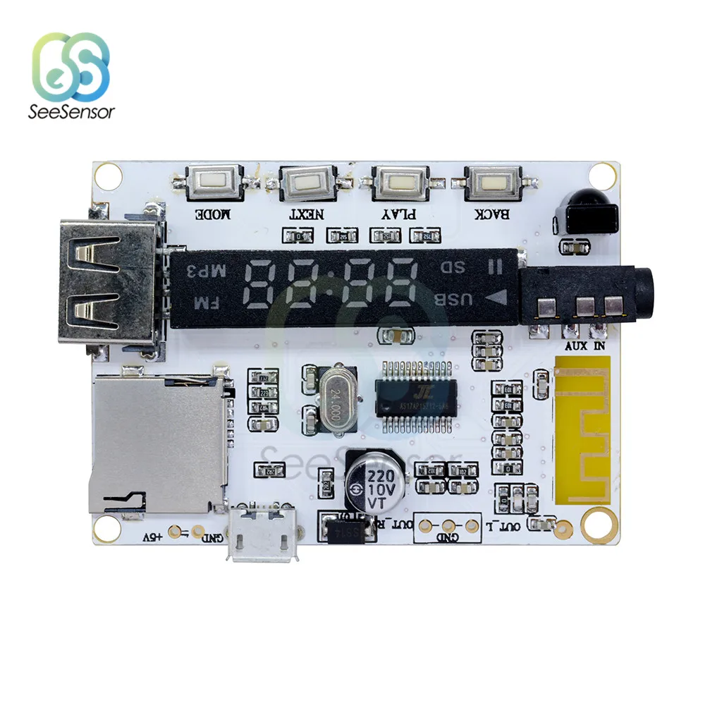 СВЕТОДИОДНЫЙ цифровой дисплей беспроводной Bluetooth FM MP3 декодирующая плата TF Micro SD