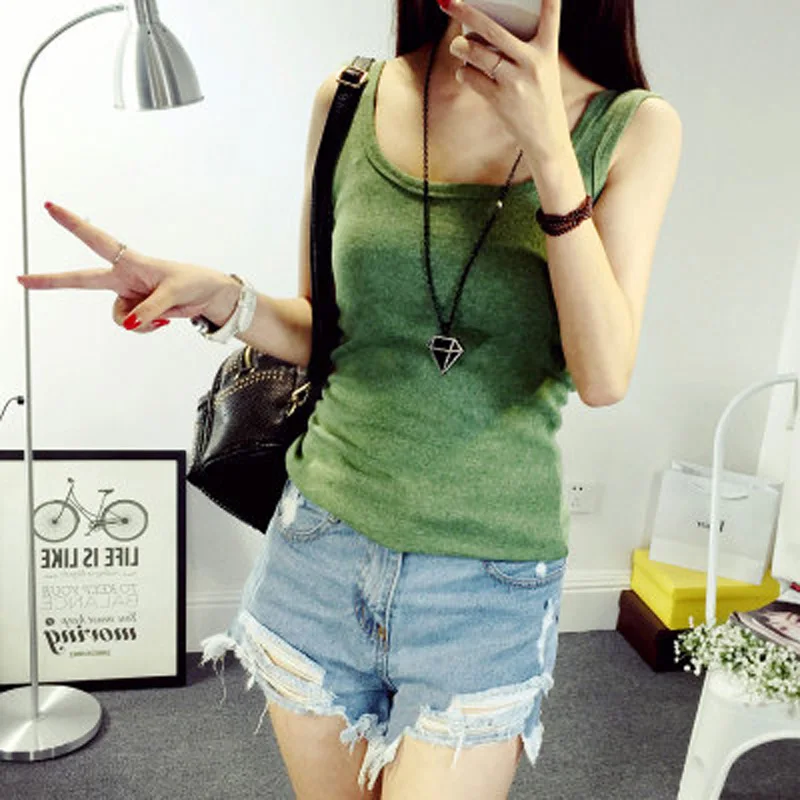 Хлопковый укороченный топ с U-образным вырезом ярких цветов круглым для весны и