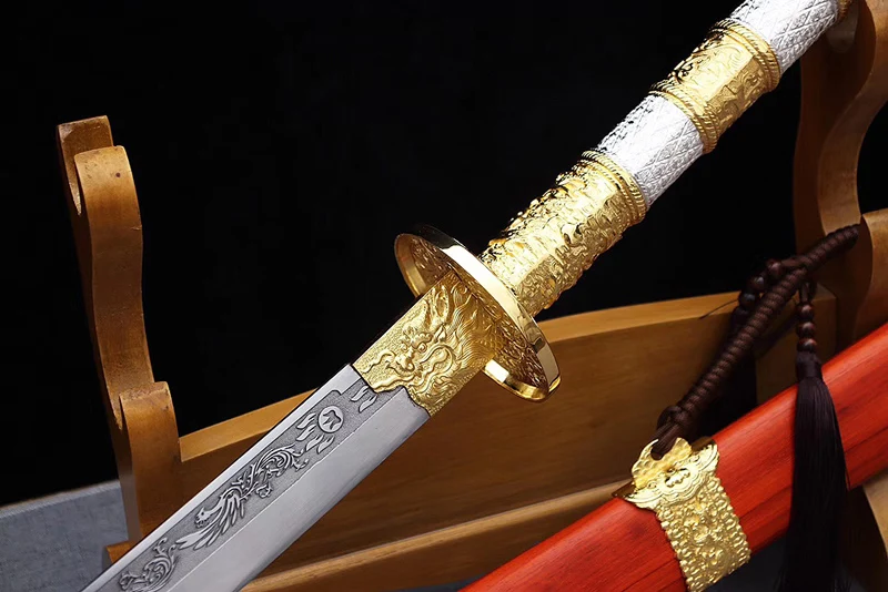 Китайский Kangxi меч прямой клинок 1060 Высокоуглеродистая сталь японский