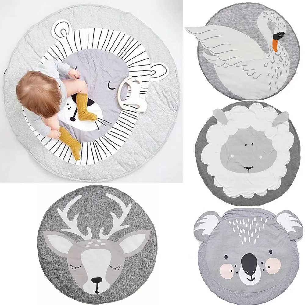 Модные игровые коврики для детей 90 см Круглый хлопковый коврик детской комнаты
