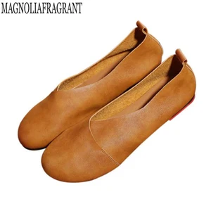 2020 Винтажная обувь ручной работы женская обувь из микрофибры на плоской подошве Повседневная модная женская обувь с закрытым носком размера плюс 41-43 f8