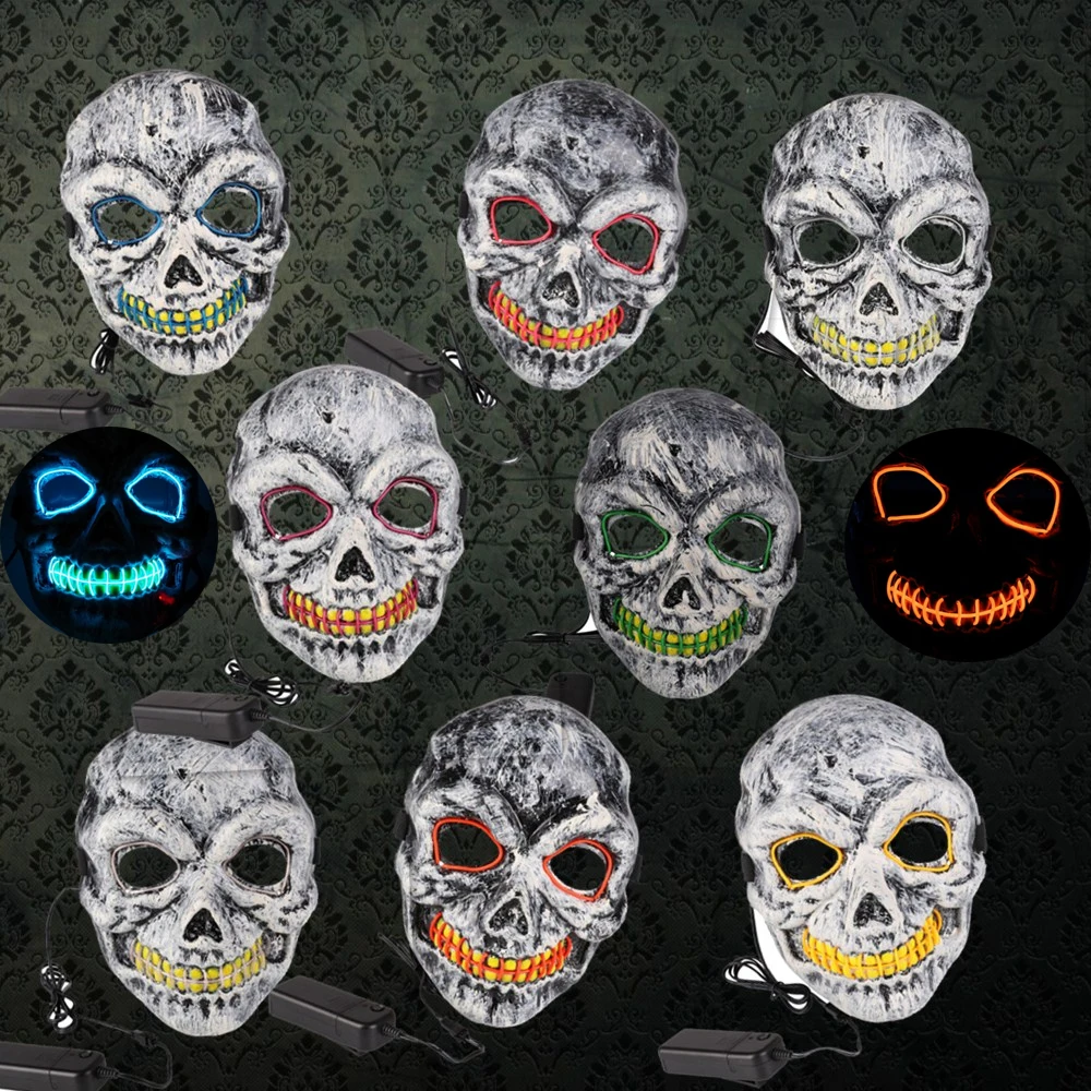 EL провод Хэллоуин Маски LED ужас партии маскарад маски Череп Полный фестиваль