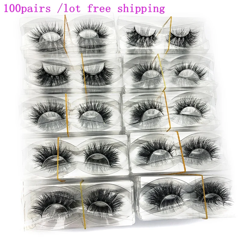 Mikiwi wholesale 100 pairs/pack 3D Mink Lashes No packaging Full Strip Lashes Mink False Eyelashes custom box Makeup eyelashes