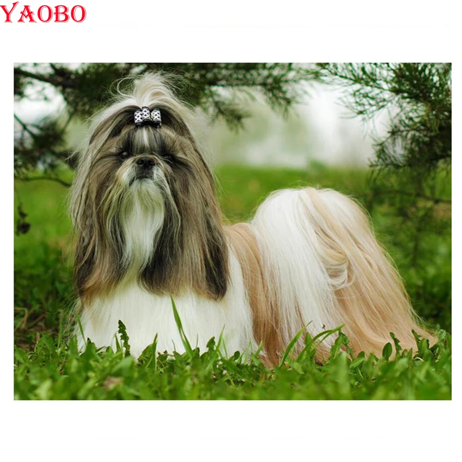 5D diy Diamond Painting Shih Tzu dog Embroidery Cross Stitch 3D Full Mosaic Needlework Crafts home decor | Дом и сад