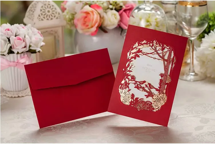 Оптовая продажа новинка 2017 свадебные приглашения с лазерной резкой и бесплатной