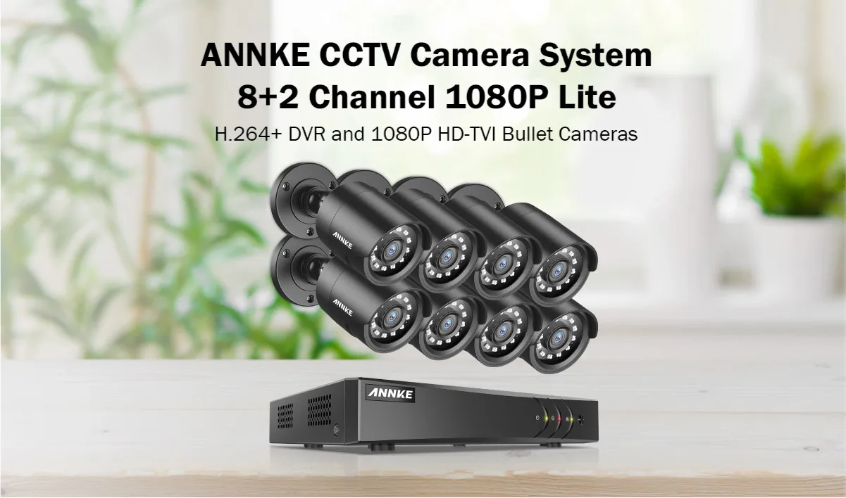 ANNKE 1080P H.264+ 8CH CCTV камера DVR система 8 шт. IP66 Водонепроницаемая 2.0MP цилиндрическая камера s домашний видео комплект системы видеонаблюдения