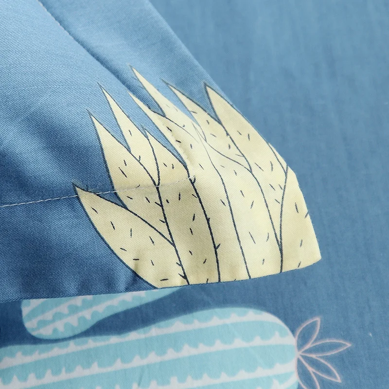 100% хлопок простыня синий кактус чехол для матраса один двойной набор постельного