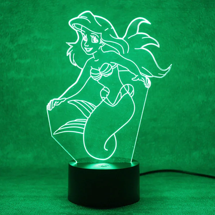 Amazon burst 3D ночник Русалка B цветная Кнопка USB питание акриловый материал для