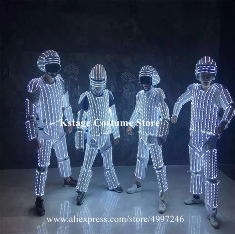 RE30 Tron led costumes robot men suit dj lighted stage wears helmet RGB colorful light armor outfit bar dress clothes disco | Дом и сад