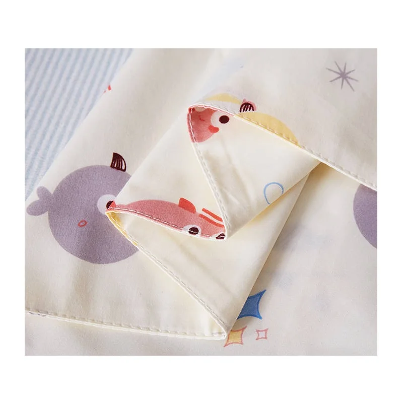 4 Colors Cartoon Cotton Kids Pillow Soft Washable Baby Sleeping Head Cushion Lengthen Rectangle Toddler Pillow Portable Headrest