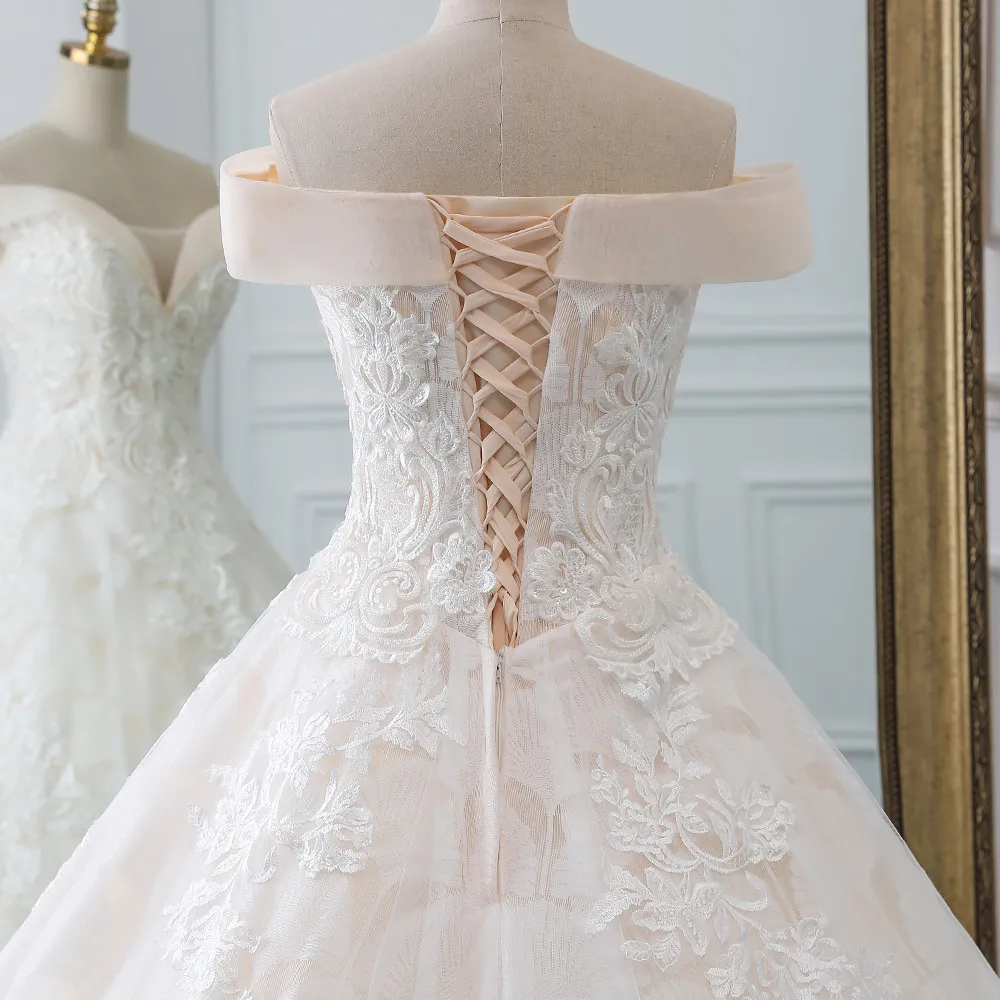 Fansmile, новинка, Vestidos de Novia, винтажное бальное платье принцессы, Тюлевое свадебное платье, качество, кружевное свадебное платье невесты, FSM-521F