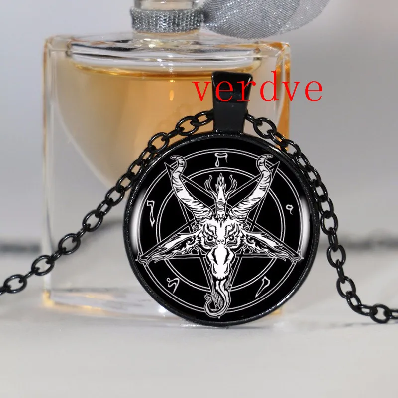 Модное ожерелье Baphomet с пятиконечной звездой винтажное цепочкой серебряного