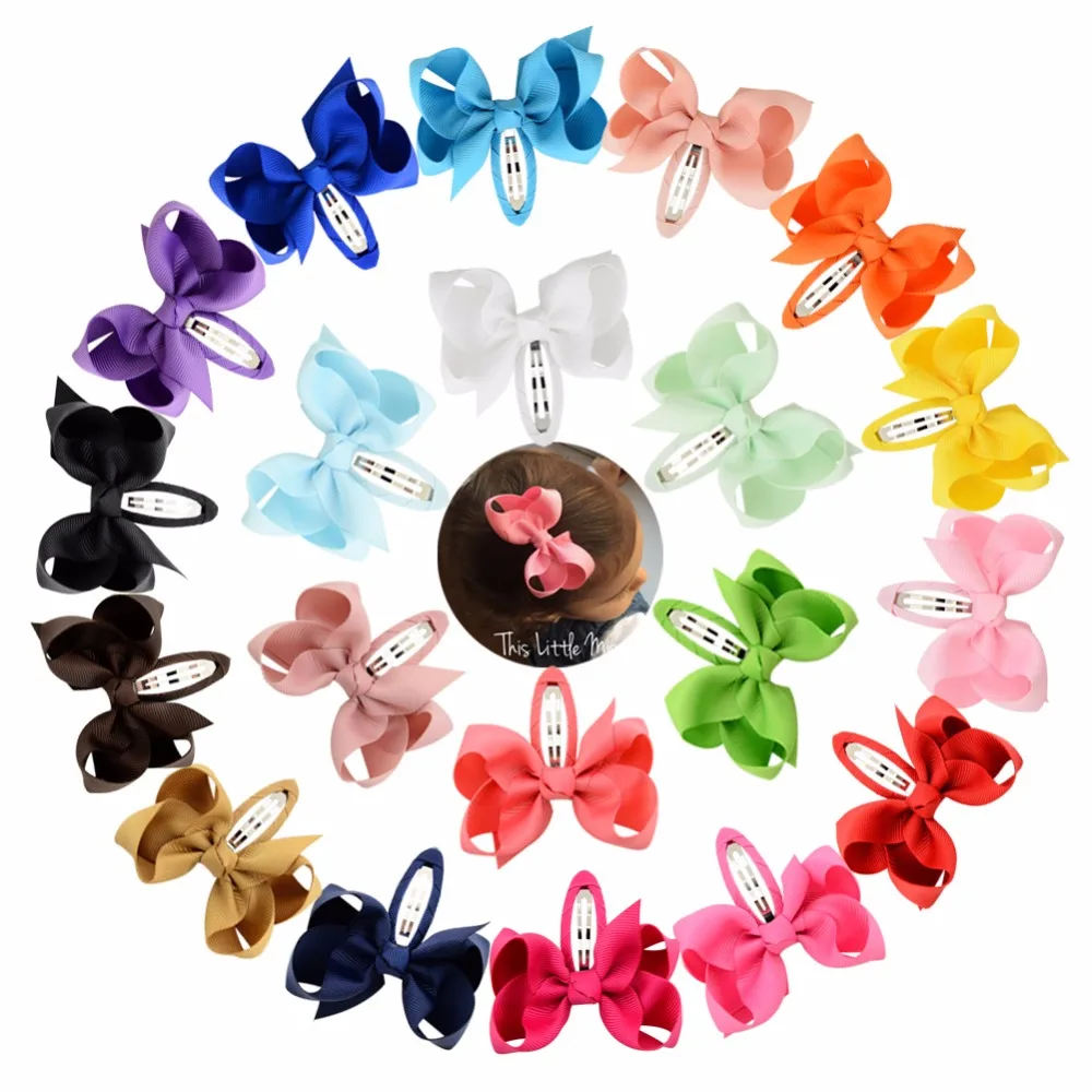 

20pcs/lot 2.75inch Grosgrain Ribbon Bows With Whole Wrapped Safety Hair Clips BB Clips Kids Hairpins Hair Accessories 814