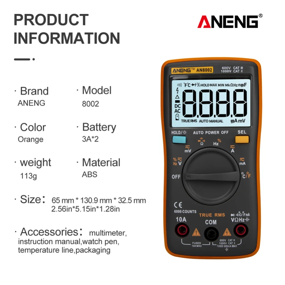 ANENG AN8002 6000 Counts Digital Multimeter Multimetro Multitester Profesional Transistor Capacitor Tester lcr esr meter | Инструменты