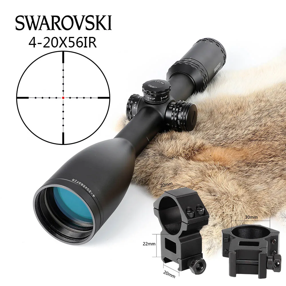 Имитация Swarovskl 4-20x56 SFIR RifleScopes Mil Dot glass F40-1 прицелы для охотничьей винтовки Сделано в Китае - Цвет: with Picatinny Rings