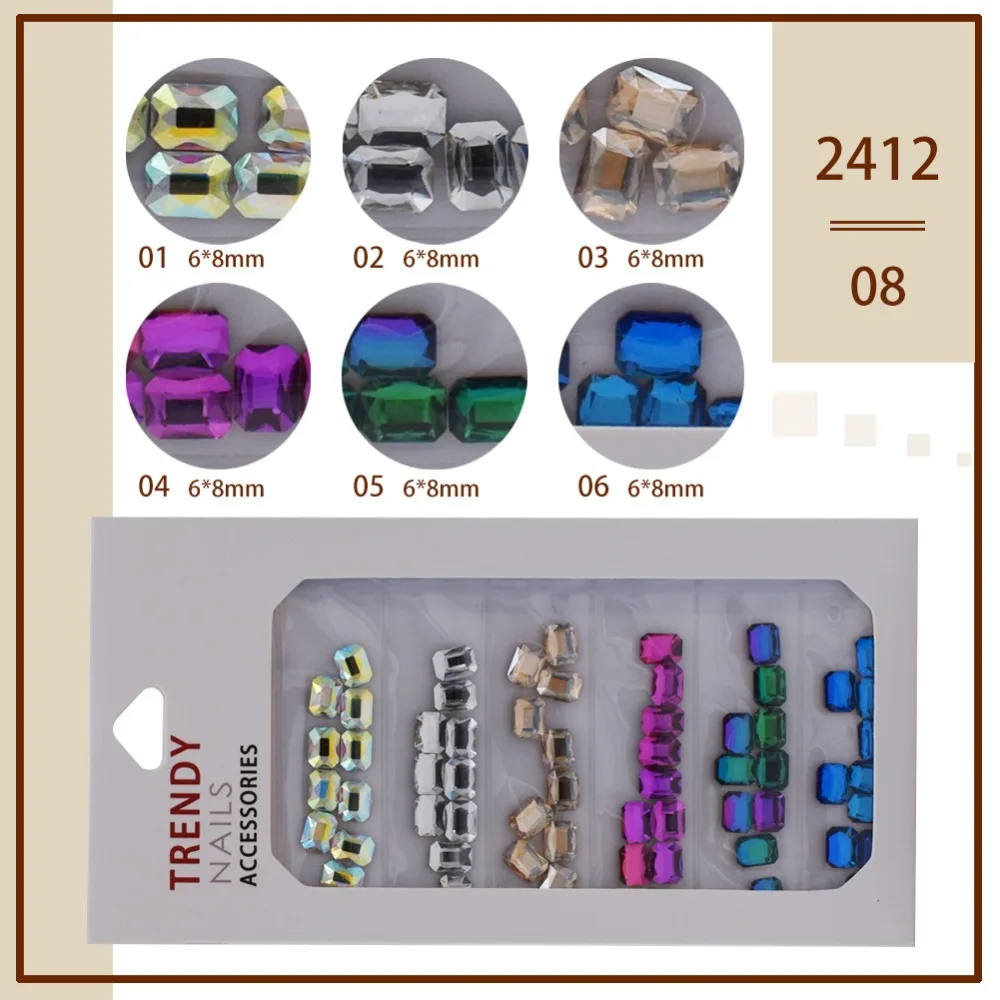 60 шт./упаковка Разноцветные Алмазные Стразы для украшения ногтей|Стразы и