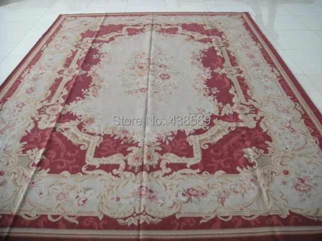 Бесплатная доставка 9 'x 12' Aubusson коврики шерстяные потертые шикарные для