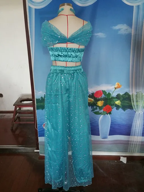 

Drop shipping Aladdin Jasmine Princess Adult Belly Dancer Cosplay Costume New 2017