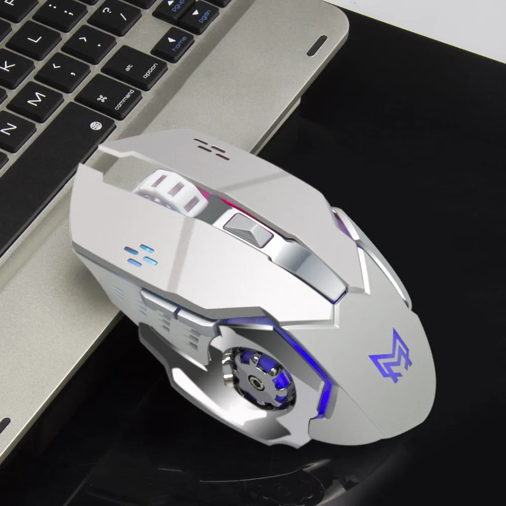 Перезаряжаемая Беспроводная Бесшумная USB оптическая эргономичная игровая мышь с