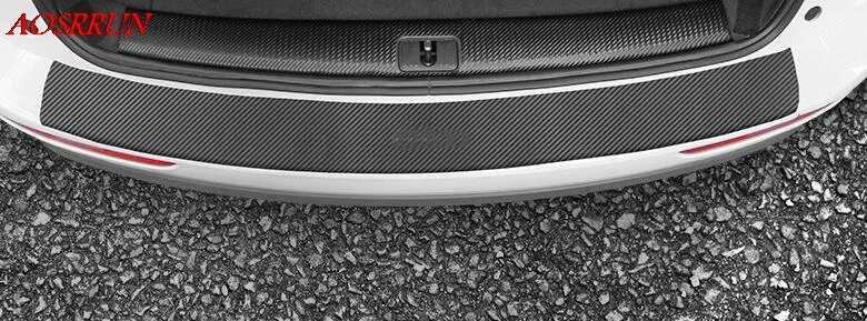 2PCS Car Rear Bumper Trunk Cover Trim Guard Plate Decal carbon fiber Leather Sticker For Audi Q5 8R 2009- auto Accessories