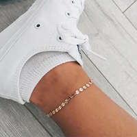 minimalist metal sequin anklets for women elegant simple punk gold color coins round chain ankle bracelet foot jewelry