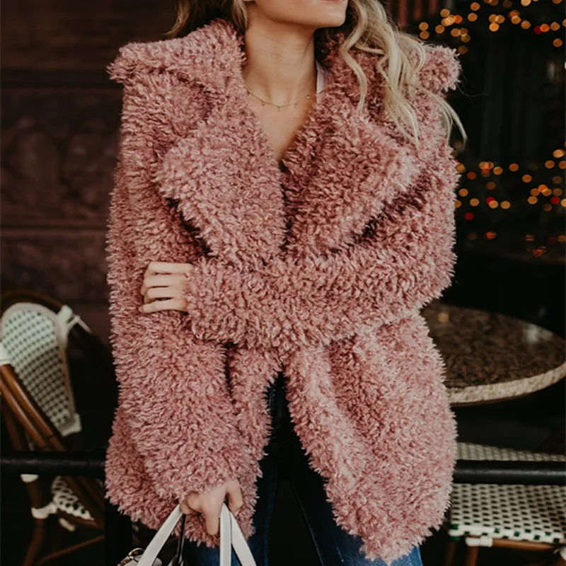 Женская розовая шуба толстые пальто и куртки из искусственного меха уличная