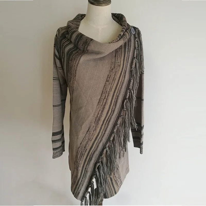 2019 Spring Oversized Sweaters Striped Cardigans Poncho O-Neck Ribbed Sweater Women'S Female Warm Thick Knitted Coarse Jumper |
