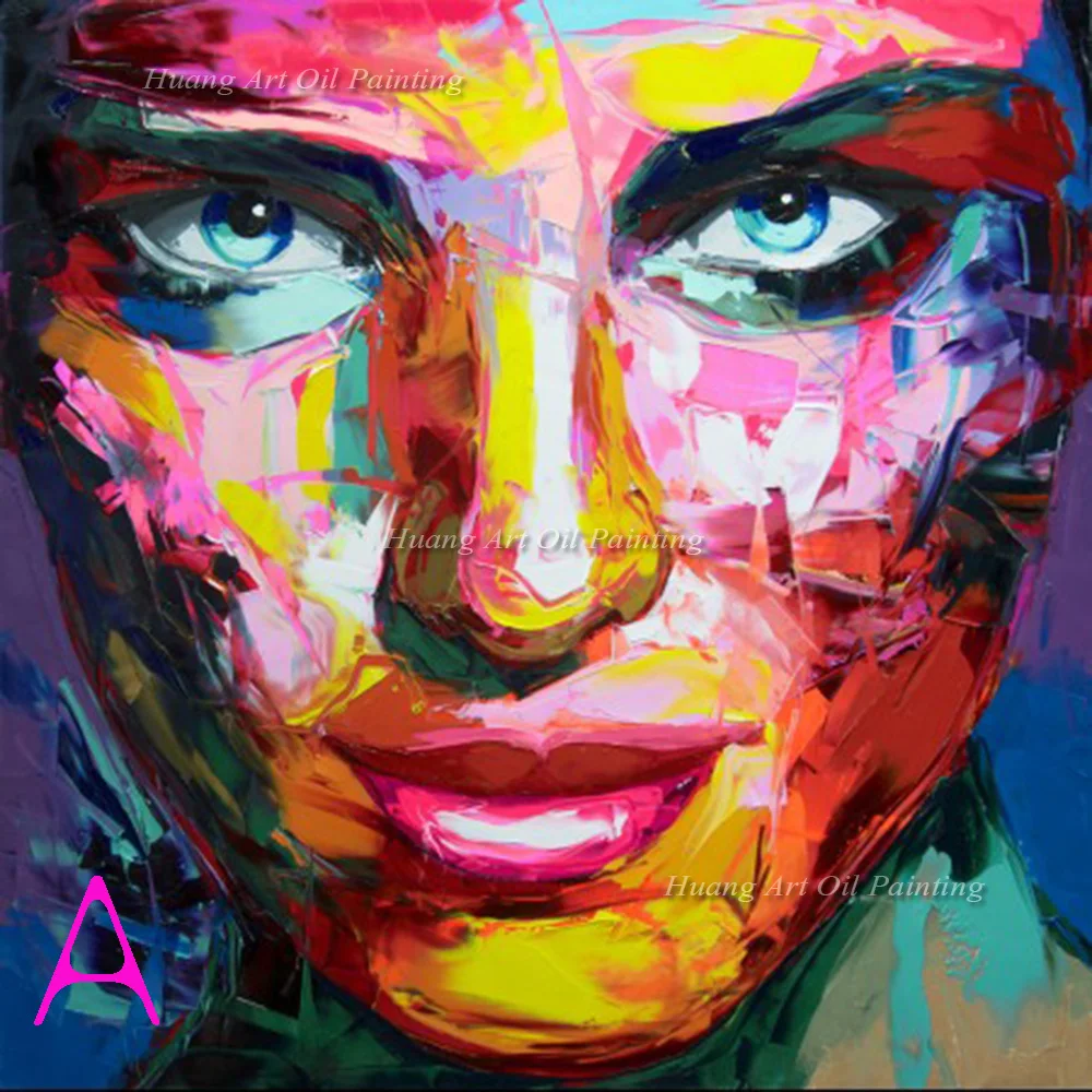 

Nielly Франсуаза Искусство Ручная роспись маслом стена лунный свет лицо искусство женщины домашнее украшение Современная Абстрактная живопи...