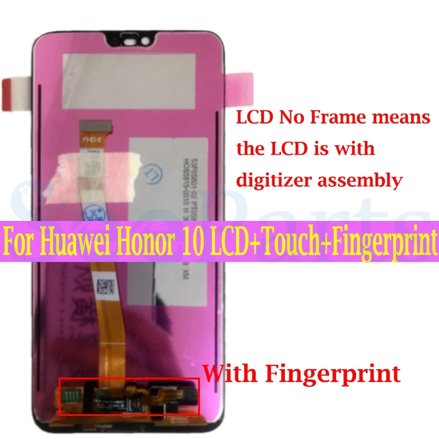Протестирован для huawei honor 10 lcd honor 10 lcd дисплей+ кодирующий преобразователь сенсорного экрана в сборе Замена+ COL-L29 отпечатков пальцев