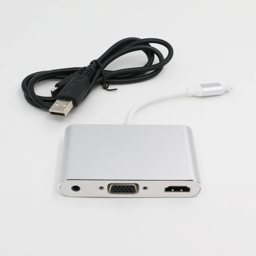 Адаптер с разъемом Lighting to HDMI VGA Аудио 3 5 мм из алюминиевого сплава для Iphone 6 7 8 X Ipad