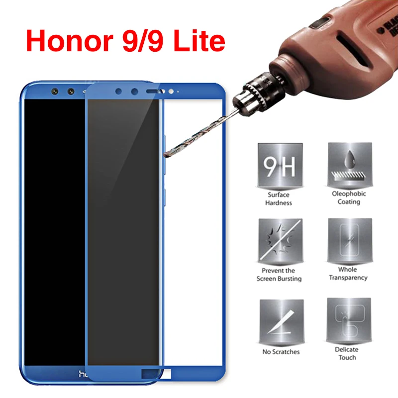 3D защитное стекло на Honor 9 Lite закаленное стекло для huawei Honer 10 светильник Honor9 late 9lite защитная пленка синего цвета