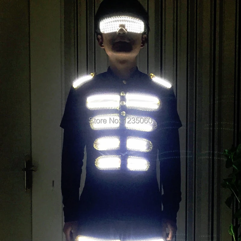 Бесплатная доставка Цветные Led светильник робот костюм Мода со светящимися
