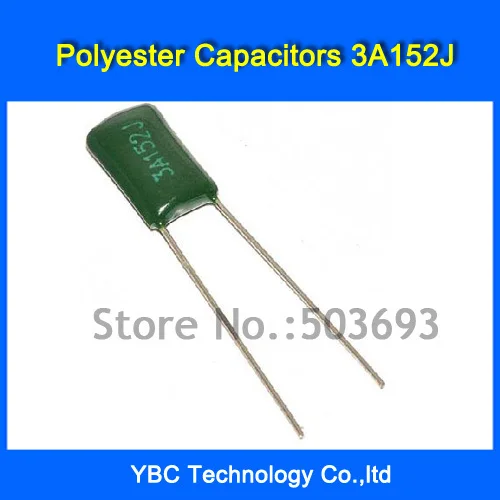 Бесплатная доставка 500 шт./лот пленочный конденсатор из полиэстера 3A152J 1KV 1000V 1500PF
