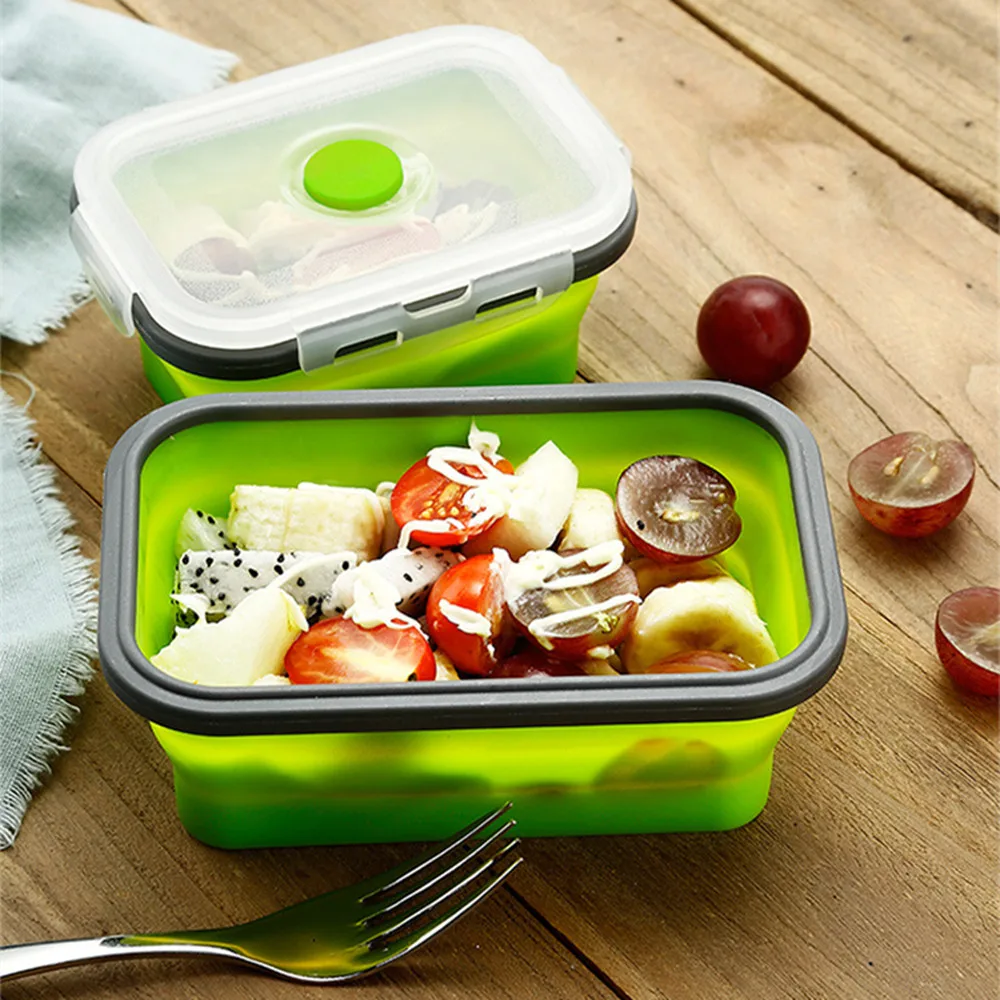 1 шт. Бенто Ланч Силикона Bento Коробки Складной Обед Чаша складные коробки Еда