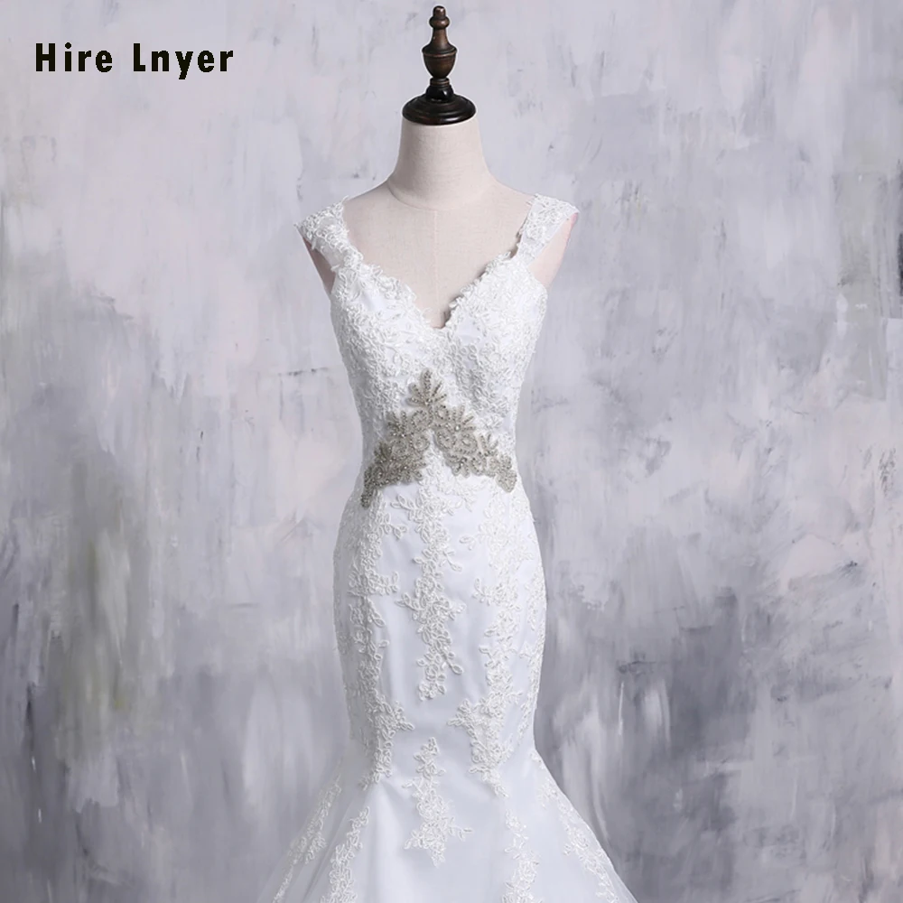Hire Lnyer Новое поступление Vestido De Noiva аппликация с бисером на талии съемный шлейф