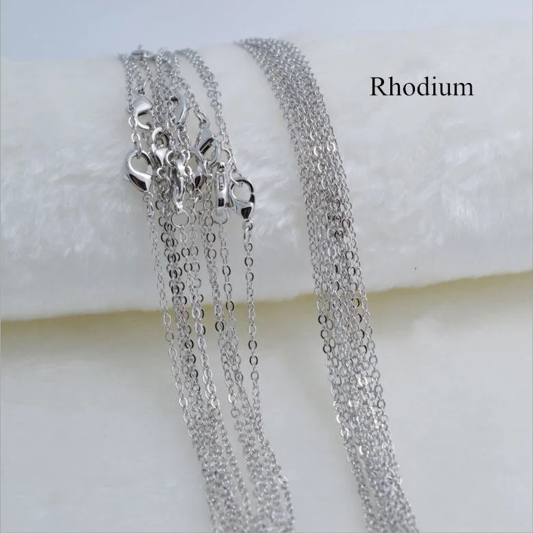 rhodium 10 шт., античная бронза, золото, серебро, металл, объемные звенья цепи, ожерелье с застежками-омарами для подвесного ожерелья, DIY ювелирные изделия - Цвет: rhodium