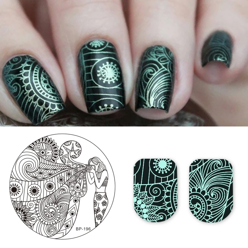 BORN PRETTY пластины для штамповки ногтей девушка цветок штамповка шаблон Цветочные
