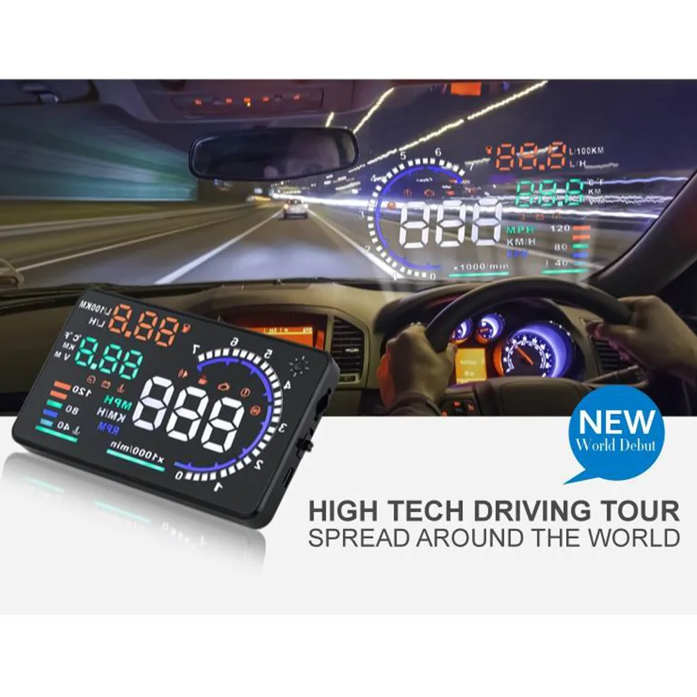 5.5 дюймовый автомобильный Hud Дисплей на головке Obd Ii 2 Система предупреждения о